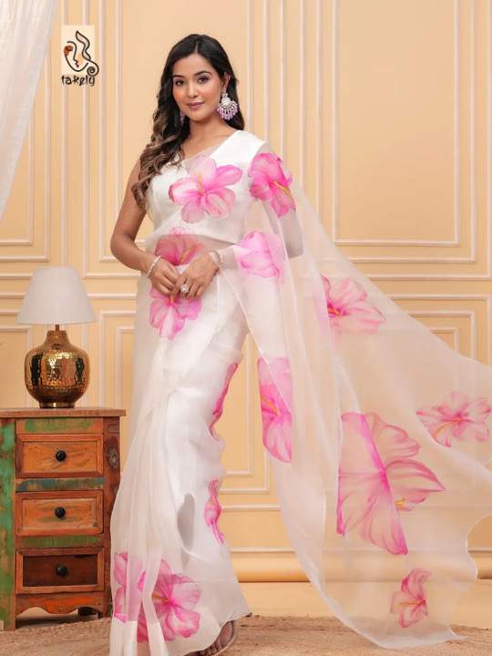 Organza Silk Printed Saree With Blouse Piece | OSP-02