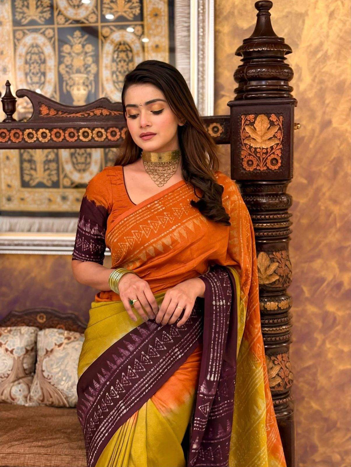 শিবুড়ি ডাই ও ভেজিটেবল সিল্ক বাটিক শাড়ি | BDS-108