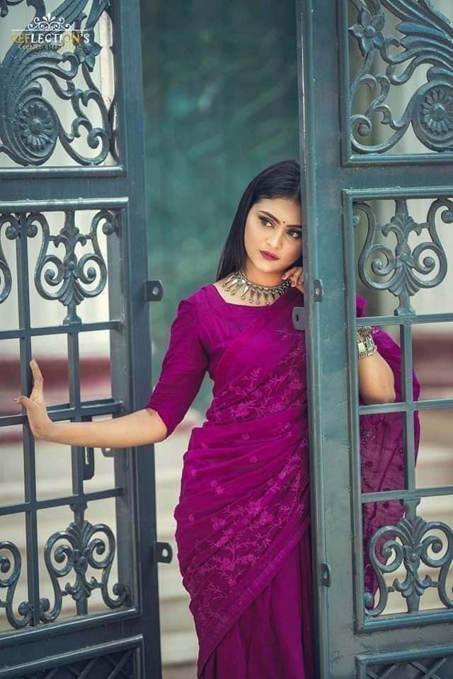 Halfsilk Embroidery Saree Em-119