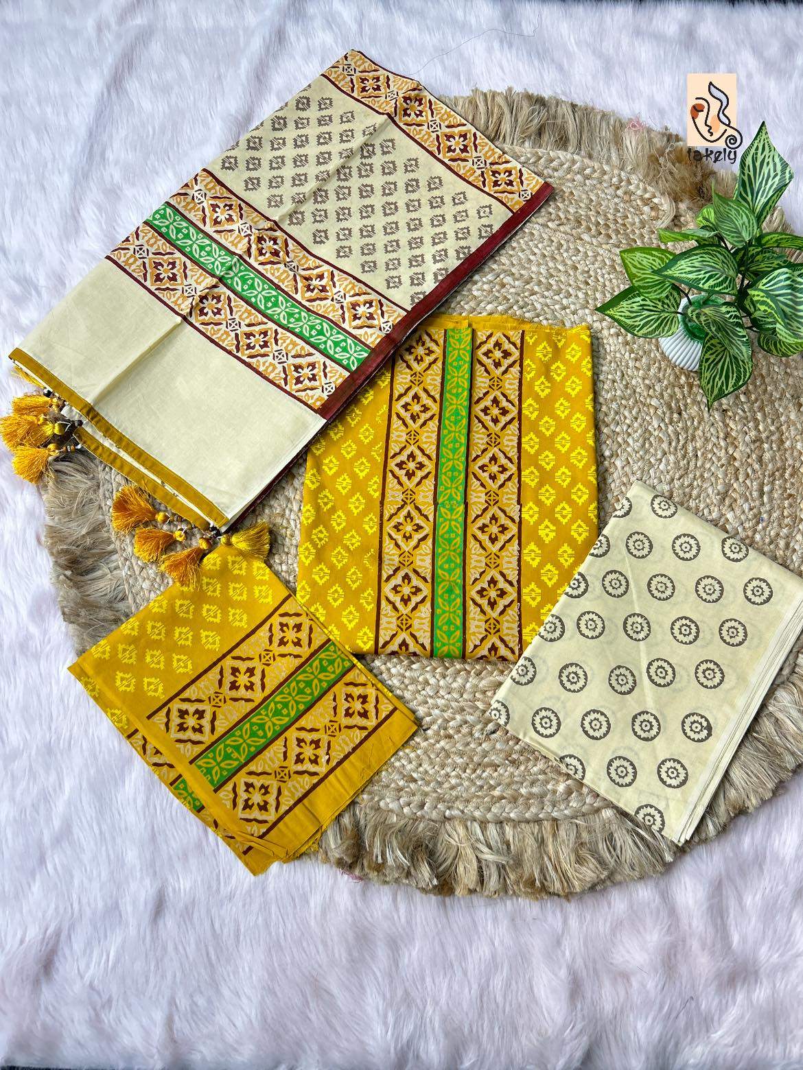 Premium Cotton Hand Block unstitched Three Piece | P-3000